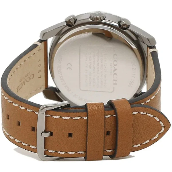 Coach Thompson Brown Leather Strap Black Dial Chronograph Quartz Watch for Gents - 14602410 - Image 2