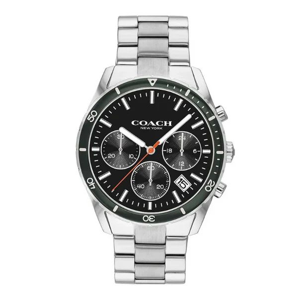 Coach Thompson Silver Stainless Steel Black Dial Chronograph Quartz Watch for Gents - 14602385