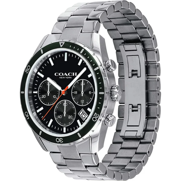 Coach Thompson Silver Stainless Steel Black Dial Chronograph Quartz Watch for Gents - 14602385 - Image 2