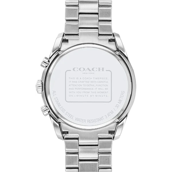 Coach Thompson Silver Stainless Steel Black Dial Chronograph Quartz Watch for Gents - 14602385 - Image 3