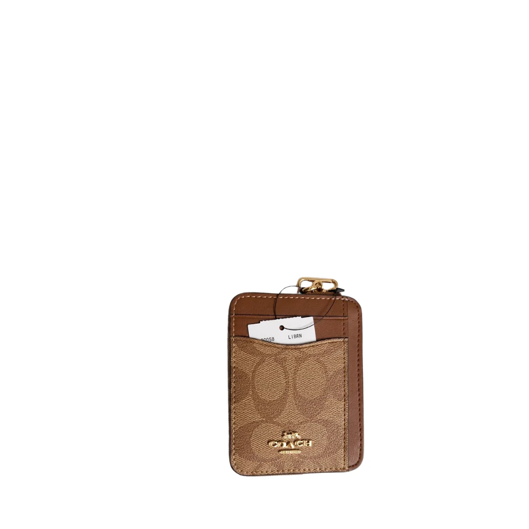 Coach Zip Card Case In Signature Canvas Light Brown - C0058