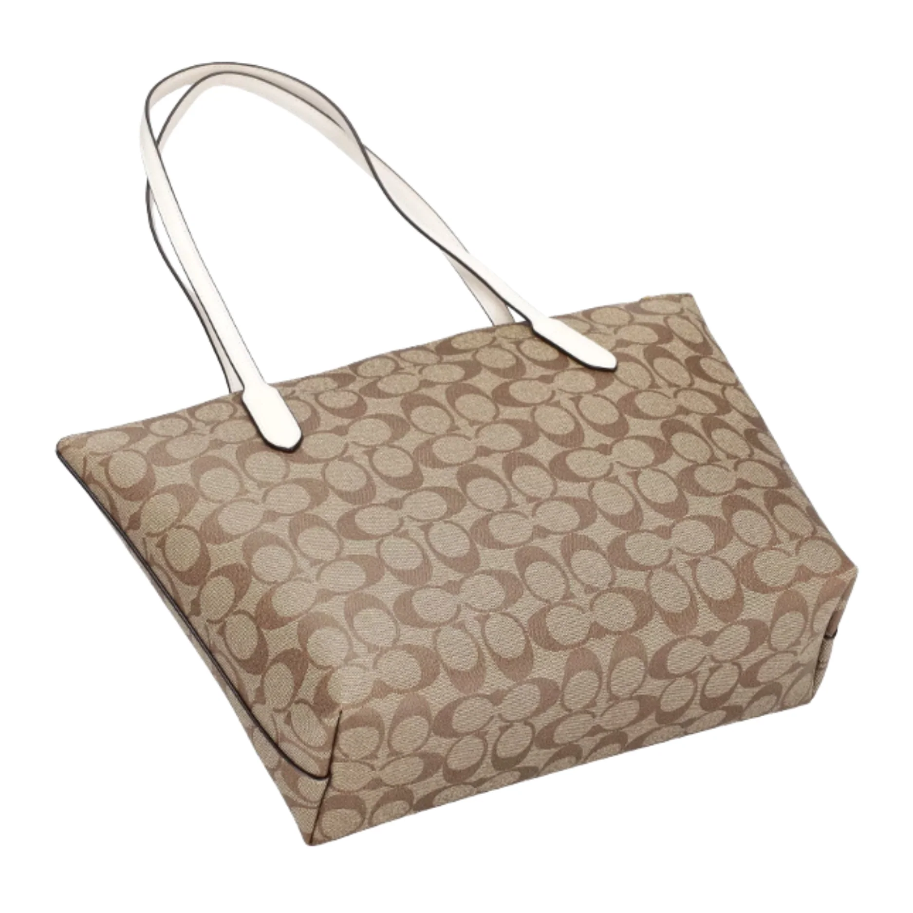 Coach Zip Top Tote Bag In Signature Brown Canvas Leather With Horse And Sleigh - CN626 - Image 2