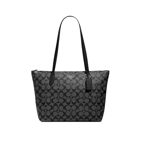 Coach Zip Top Tote In Signature Canvas Black - 4455