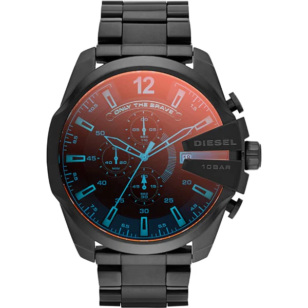 Diesel Mega Chief Black Stainless Steel Multi Color Dial Chronograph Quartz Watch for Gents - DZ4318