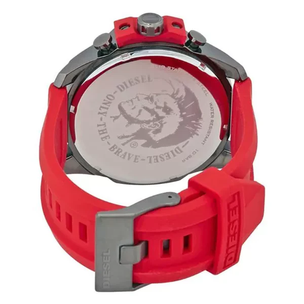 Diesel Mega Chief Red Silicone Strap Strap Gunmetal Dial Chronograph Quartz Watch for Gents - DZ4427 - Image 2