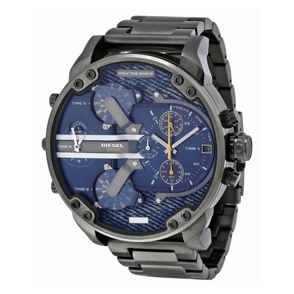 Diesel Mr Daddy 2.0 Grey Stainless Steel Blue Dial Chronograph Quartz Watch for Gents - DZ7331