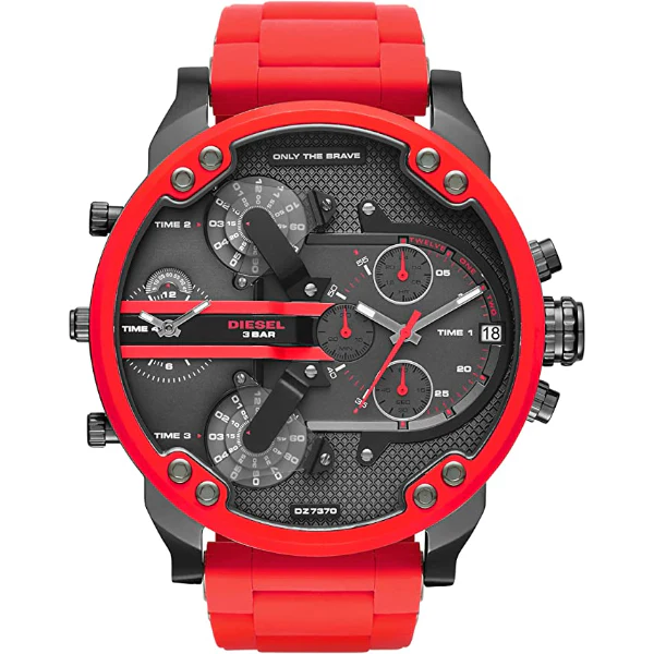 Diesel Mr Daddy 2.0 Red Stainless Steel Grey Dial Chronograph Quartz Watch for Gents - DZ7370