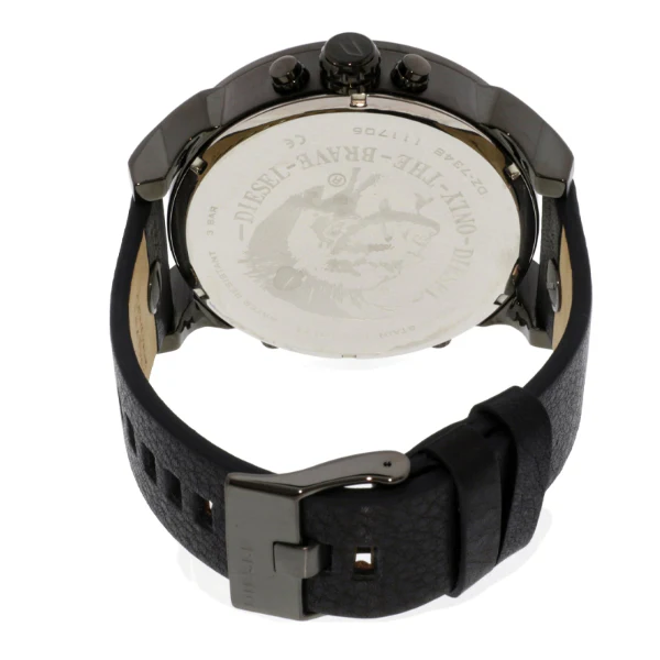 Diesel Mr Daddy Black Leather Strap Black Dial Chronograph Quartz Watch for Gents - DZ7348 - Image 2