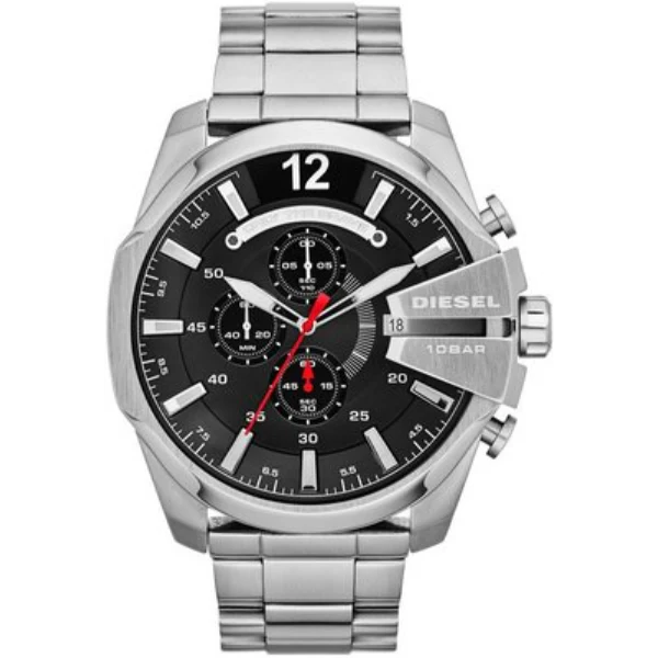 Diesel Silver Stainless Steel Black Dial Quartz Watch for Gents - DZ4308