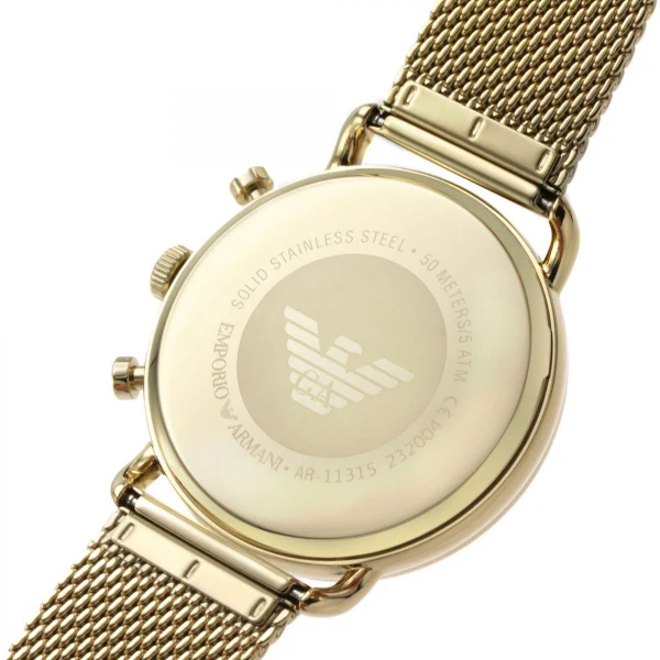 EMPORIO ARMANI Avaitor Gold Mesh Bracelet Cream Dial Quartz Watch for Gents - AR11315 - Image 2