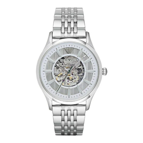 EMPORIO ARMANI Beta Silver Stainless Steel Silver (Skeleton) Dial Automatic Watch for Gents - AR1945