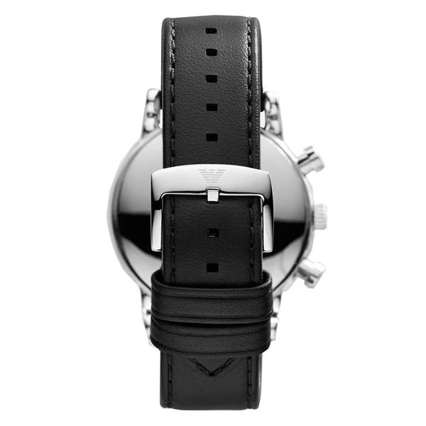 EMPORIO ARMANI Black Dial Black Leather Strap Chronograph Watch For Gents - AR1733 - Image 2
