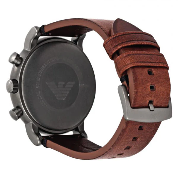 EMPORIO ARMANI Black Dial Brown Leather Strap Chronograph Watch For Gents - AR1919 - Image 2