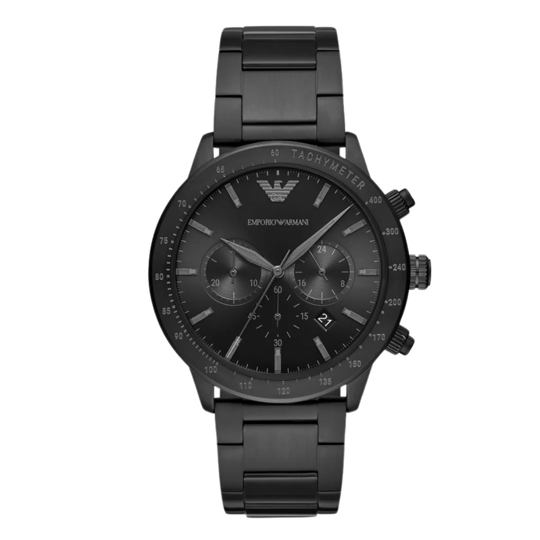 Emporio Armani Black Stainless Steel Black Dial Quartz Watch For Gents - AR11242