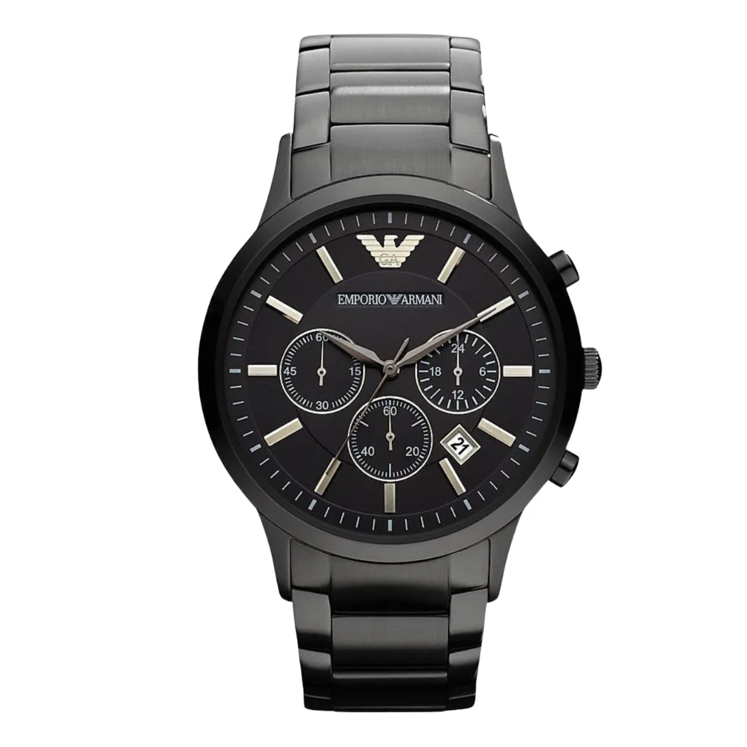 Emporio Armani Black Stainless Steel Strap Black Dial Quartz Watch For Gents - AR2453