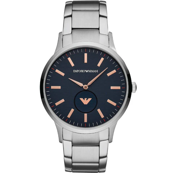 EMPORIO ARMANI Blue Dial Silver Stainless Steel Watch For Gents - AR11137