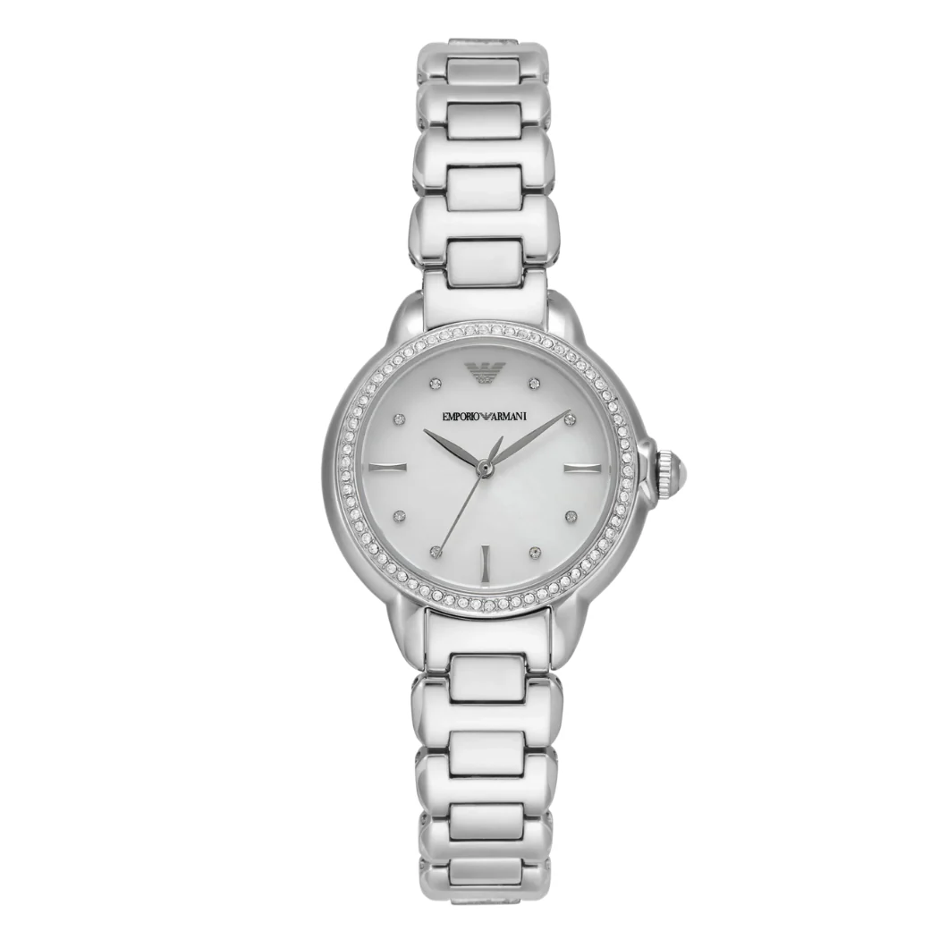 Emporio Armani Blue Stainless Steel Mother‑of‑pearl Dial Quartz Watch for Ladies - AR 11596