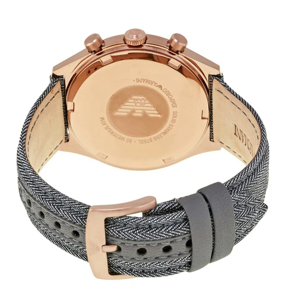 EMPORIO ARMANI Brown Dial Grey Leather Strap Chronograph Watch For Gents - AR1976 - Image 2