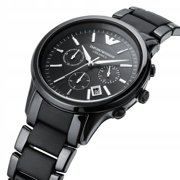 EMPORIO ARMANI Ceramic Black Stainless Steel Black Dial Chronograph Quartz Watch for Gents - AR1452 - Image 2