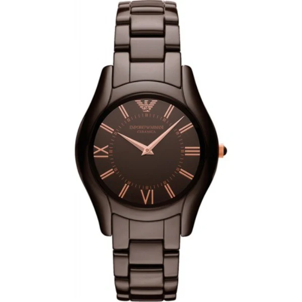 EMPORIO ARMANI Ceramica Brown Ceramic Brown Dial Quartz Watch for Ladies - EMPORIO ARMANI AR1445