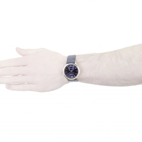EMPORIO ARMANI Classic Blue Leather Strap Blue Dial Quartz Watch for Gents - EMPORIO ARMANI AR-1848 - Image 3