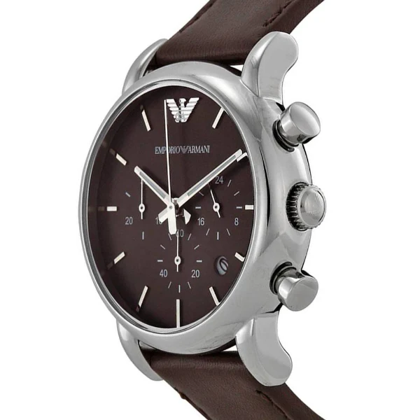EMPORIO ARMANI Classic Brown Leather Strap Brown Dial Chronograph Quartz Watch for Gents - AR1734 - Image 2
