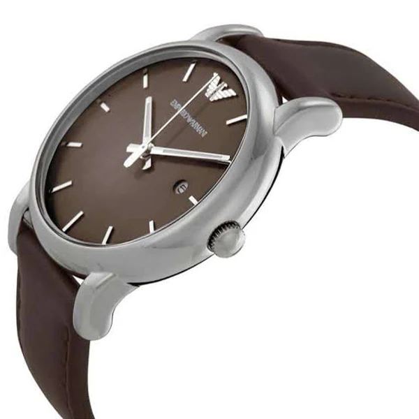EMPORIO ARMANI Classic Brown Leather Strap Brown Dial Quartz Watch for Gents - AR1729 - Image 2
