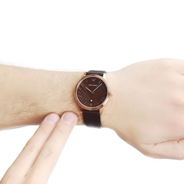 EMPORIO ARMANI Classic Brown Leather Strap Brown Dial Quartz Watch for Gents - EMPORIO ARMANI Ar1613 - Image 2