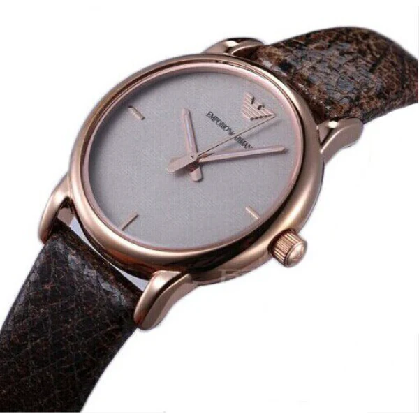 EMPORIO ARMANI Classic Brown Leather Strap Off White Dial Quartz Watch for Ladies - AR1813 - Image 3