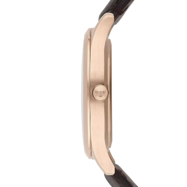 EMPORIO ARMANI Classic Brown Leather Strap White Dial Chronograph Quartz Watch for Gents - EMPORIO ARMANI AR1915 - Image 2