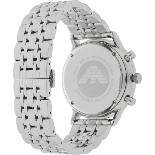 EMPORIO ARMANI Classic Silver Stainless Steel Black Dial Chronograph Quartz Watch for Gents - AR0389 - Image 2