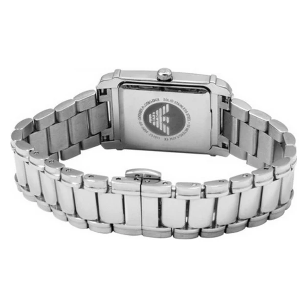 EMPORIO ARMANI Classic Silver Stainless Steel Black Dial Quartz Watch for Ladies - AR0494 - Image 2