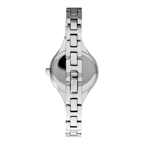 EMPORIO ARMANI Classic Silver Stainless Steel Black Dial Quartz Watch for Ladies - AR7328 - Image 2