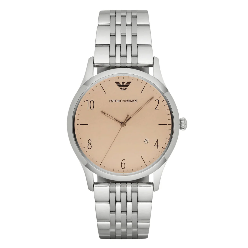 Emporio Armani Classic Silver Stainless Steel Cream Dial Quartz Watch for Gents - AR1881