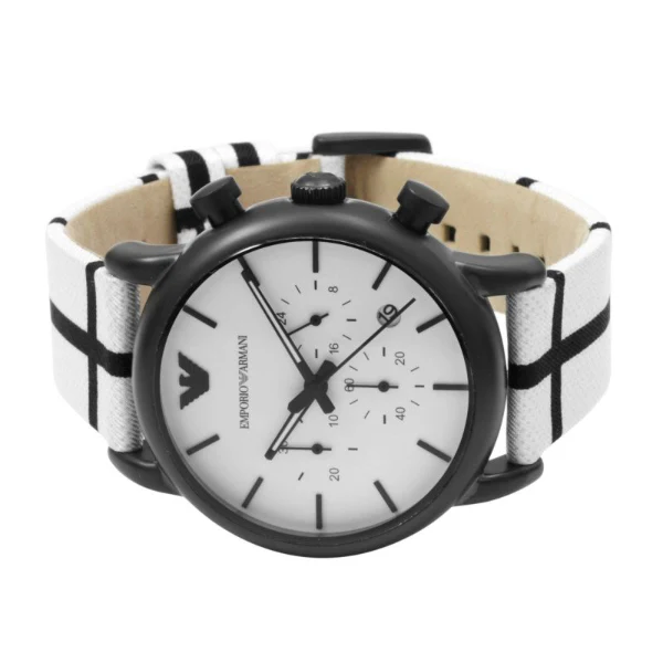 EMPORIO ARMANI Classic White Nylon White Dial Quartz Watch for Gents- EMPORIO ARMANI AR 1859 - Image 3