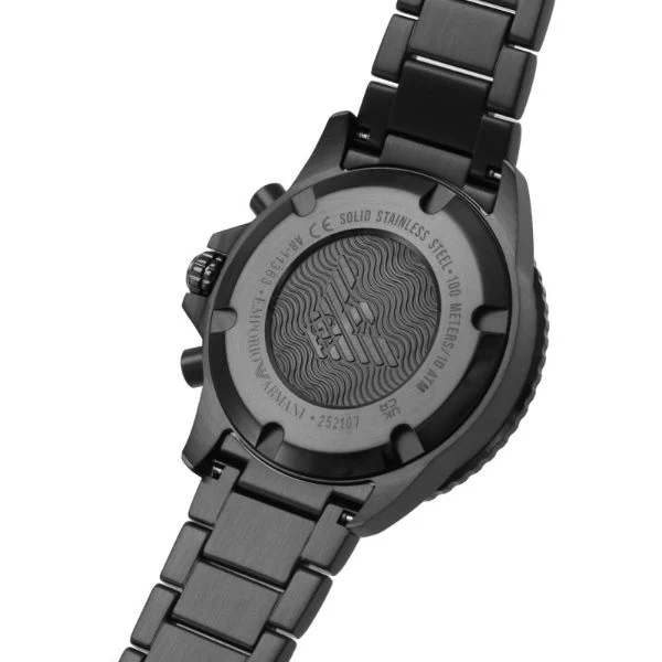 EMPORIO ARMANI Diver Black Stainless Steel Black Dial Chronograph Quartz Watch for Gents - AR11363 - Image 3