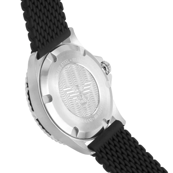 EMPORIO ARMANI Diver Black Stainless Steel Mesh Black Dial Quartz Watch for Gents- EMPORIO ARMANI AR 11341 - Image 2