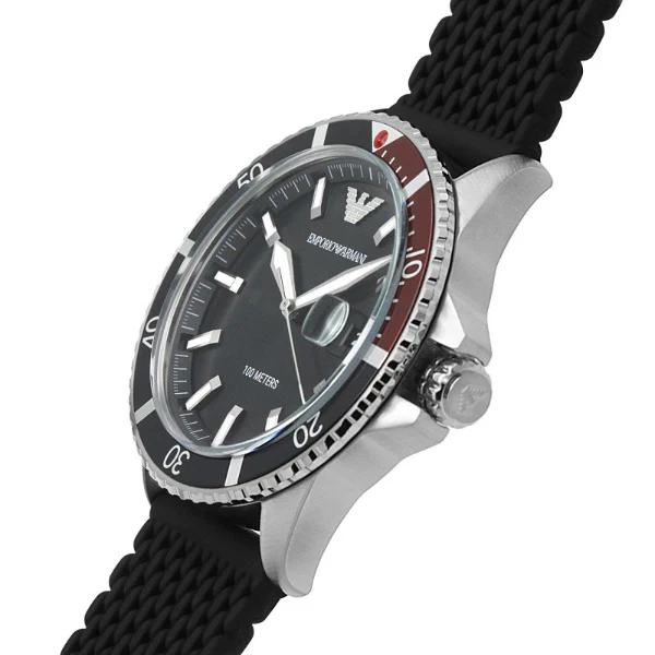 EMPORIO ARMANI Diver Black Stainless Steel Mesh Black Dial Quartz Watch for Gents- EMPORIO ARMANI AR 11341 - Image 3