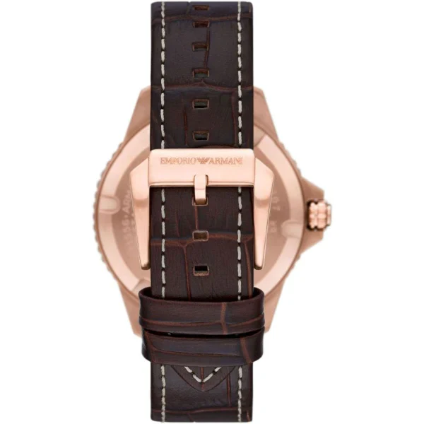 Emporio Armani Diver Brown Leather Strap Blue Dial Quartz Watch for Gents - AR11556 - Image 2