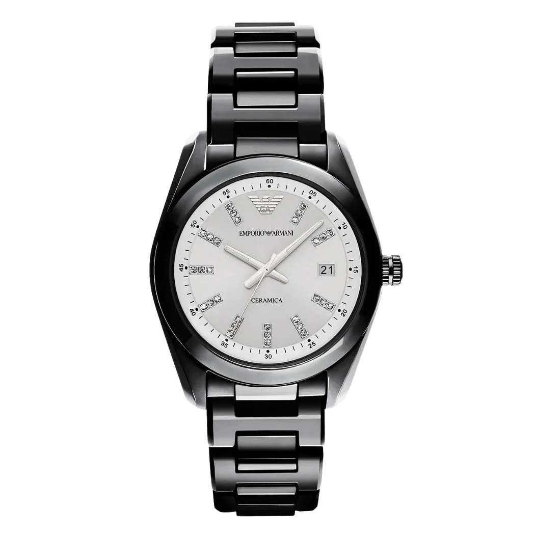 EMPORIO ARMANI Dress Black Stainless Steel White Dial Quartz Watch for Ladies - AR1494