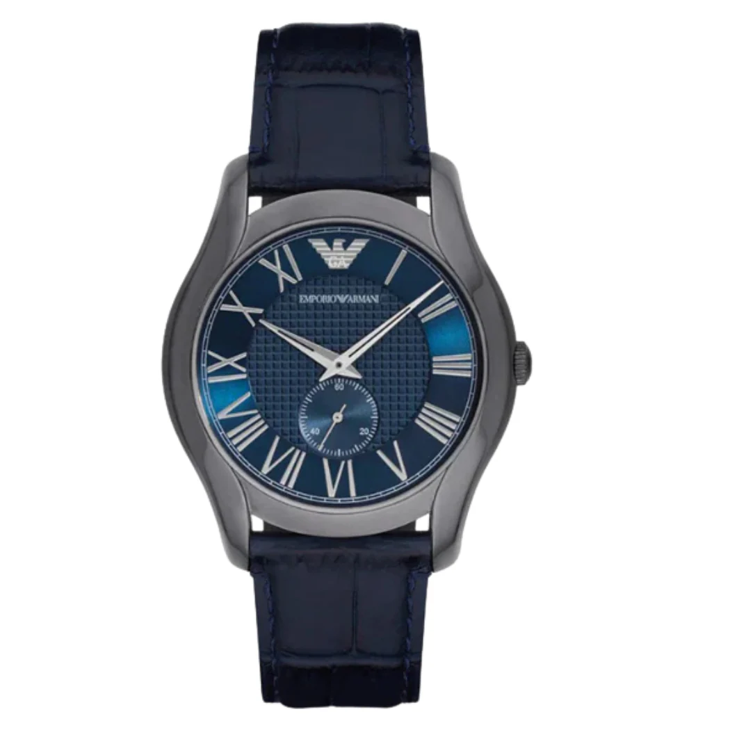 EMPORIO ARMANI Dress Blue Leather Strap Blue Dial Quartz Watch for Gents - AR1986