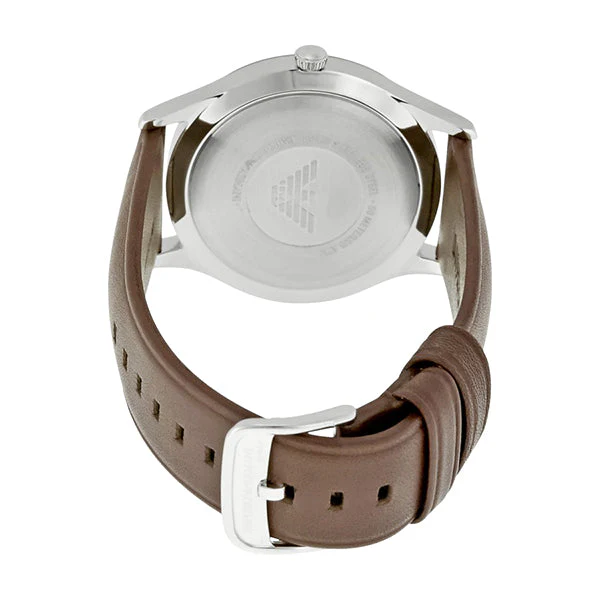 EMPORIO ARMANI Dress Brown Leather Strap Blue Dial Quartz Watch for Gents - AR1944 - Image 2