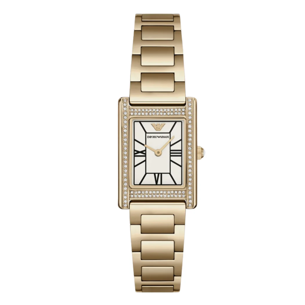 Emporio Armani Ganni Gold Stainless Steel White Dial Quartz Watch for Ladies - Emporio Armani AR-11628