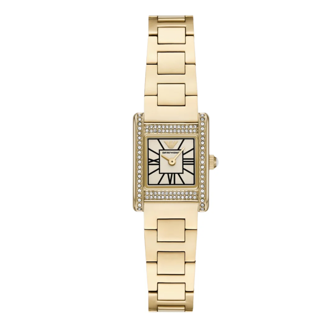 Emporio Armani Ganni Gold Stainless Steel White Dial Quartz Watch for Ladies - Emporio Armani AR-11630