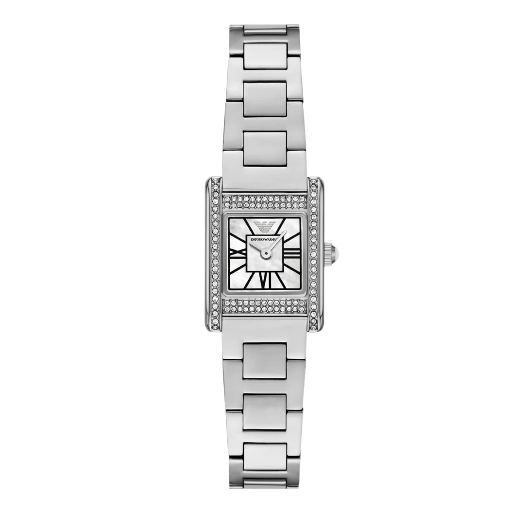 Emporio Armani Ganni Silver Stainless Steel Mother of Pearl Dial Quartz Watch for Ladies - Emporio Armani AR-11629
