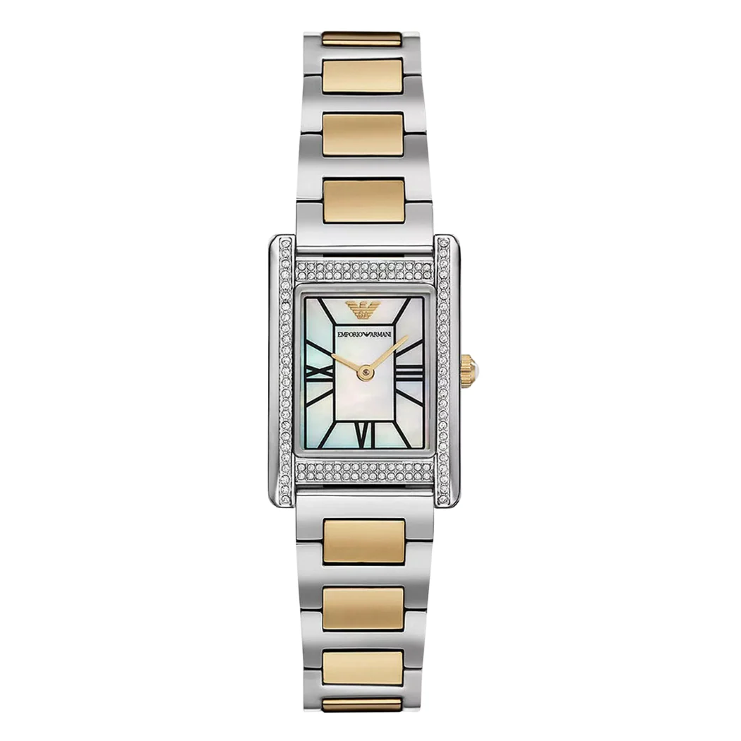 EMPORIO ARMANI Genni Two-tone Stainless Steel Mother of Pearl Dial Quartz Watch for Ladies - A11642
