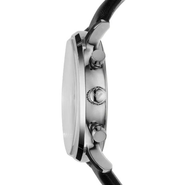 EMPORIO ARMANI Gianni Black Leather White Dial Quartz Watch for Gents- EMPORIO ARMANI AR 0385 - Image 2