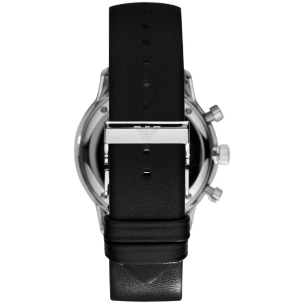 EMPORIO ARMANI Gianni Black Leather White Dial Quartz Watch for Gents- EMPORIO ARMANI AR 0385 - Image 3