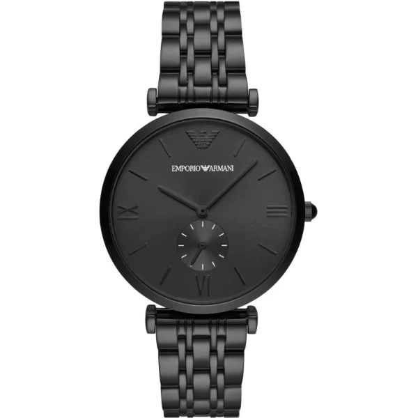 Emporio Armani Gianni T-Bar Black Stainless Steel Black Dial Quartz Watch for Mens - AR11299