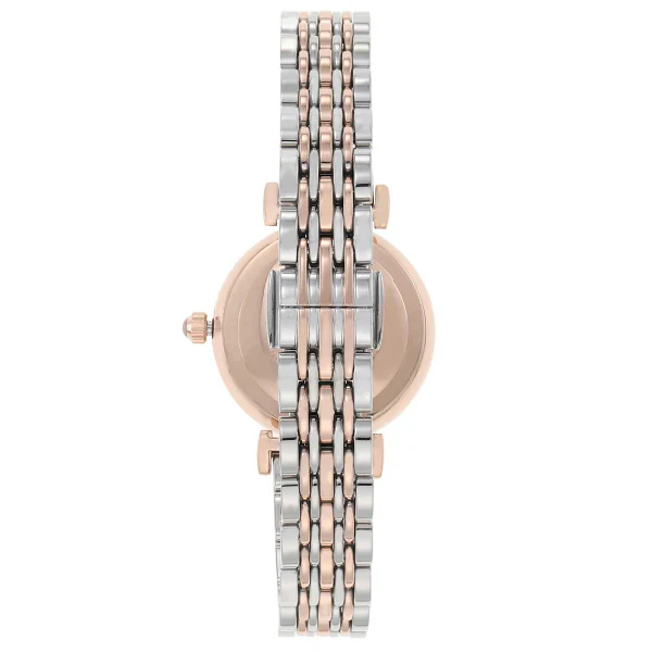 EMPORIO ARMANI Gianni T-Bar Two-Tone Stainless Steel Pink Dial Quartz Watch for Ladies - AR11223 - Image 2